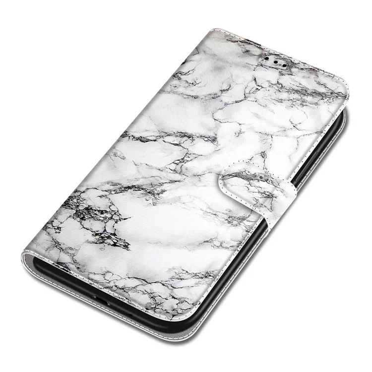 Custodia in pelle con design a stampa a tutto tondo per Xiaomi Redmi Note 10 Pro 4G (Globale)/Note 10 Pro 4G (India)/Note 10 Pro Max - Bianco/Marmo