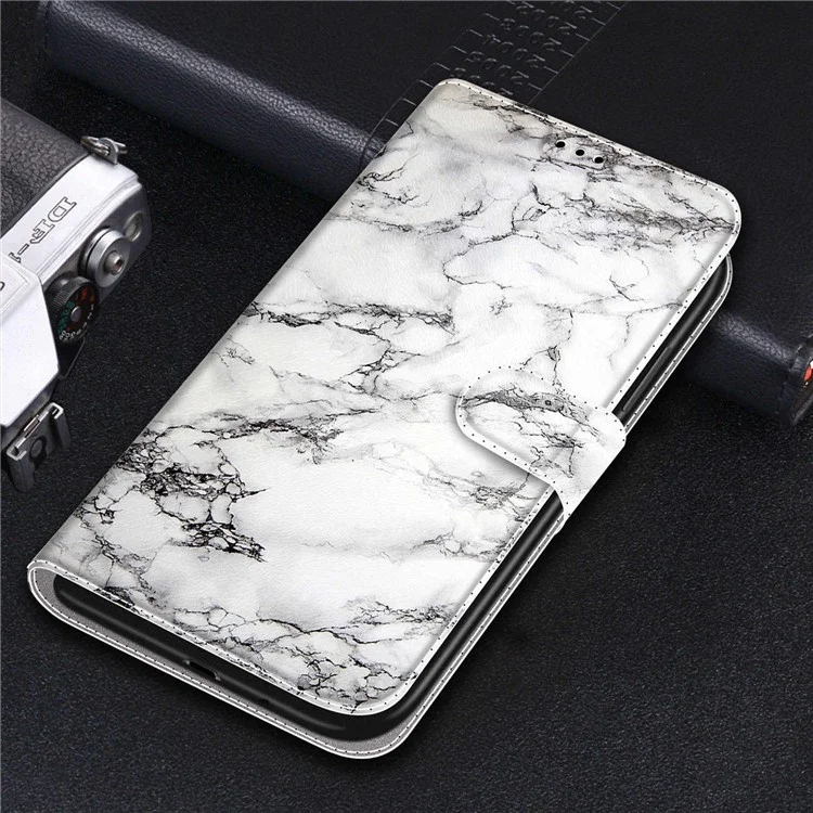 Custodia in pelle con design a stampa a tutto tondo per Xiaomi Redmi Note 10 Pro 4G (Globale)/Note 10 Pro 4G (India)/Note 10 Pro Max - Bianco/Marmo
