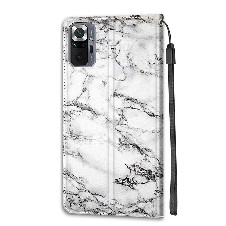 Custodia in pelle con design a stampa a tutto tondo per Xiaomi Redmi Note 10 Pro 4G (Globale)/Note 10 Pro 4G (India)/Note 10 Pro Max - Bianco/Marmo