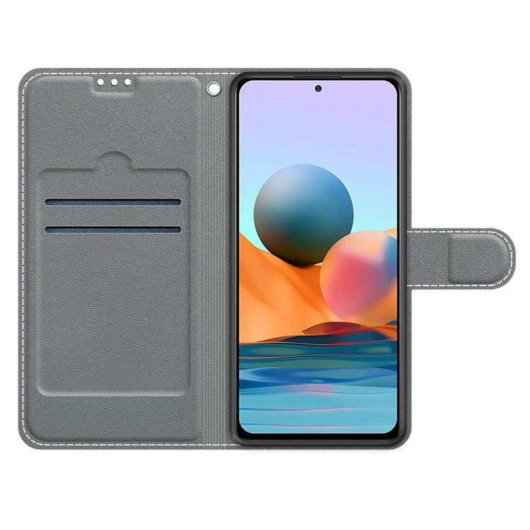 Custodia in pelle con design a stampa a tutto tondo per Xiaomi Redmi Note 10 Pro 4G (Globale)/Note 10 Pro 4G (India)/Note 10 Pro Max - Bianco/Marmo