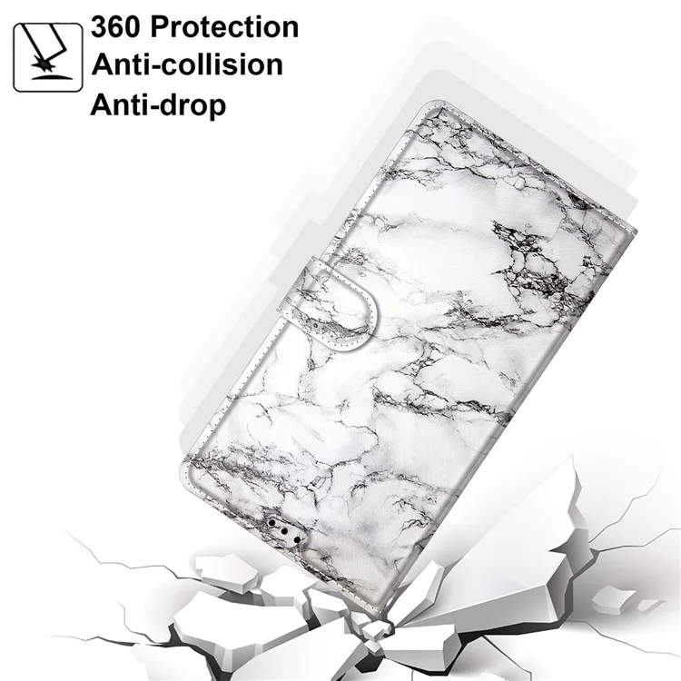 Custodia in pelle con design a stampa a tutto tondo per Xiaomi Redmi Note 10 Pro 4G (Globale)/Note 10 Pro 4G (India)/Note 10 Pro Max - Bianco/Marmo