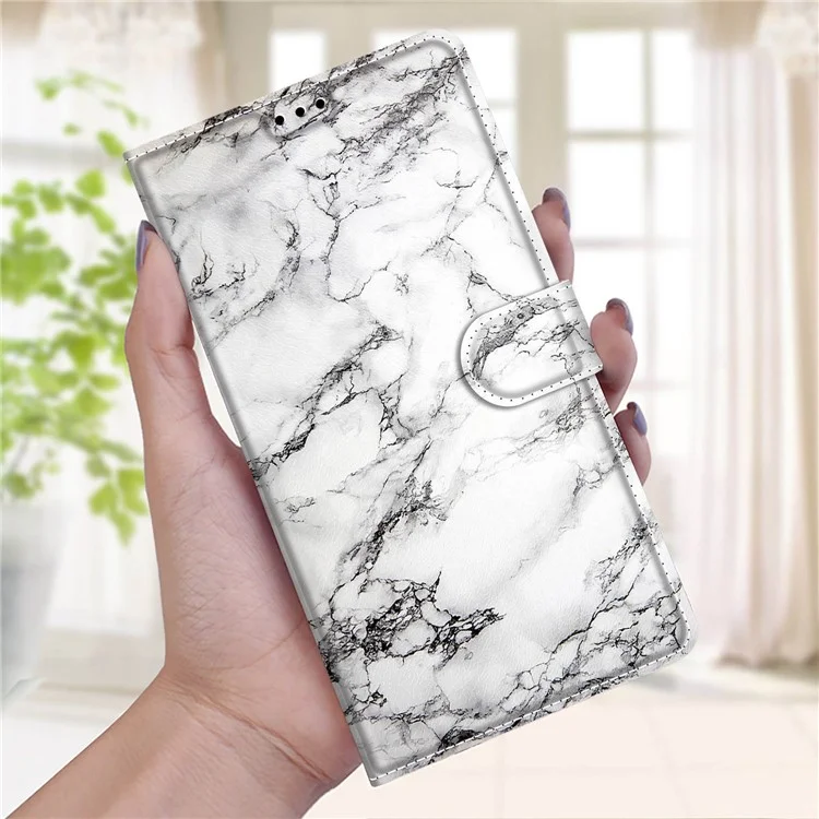 Custodia in pelle con design a stampa a tutto tondo per Xiaomi Redmi Note 10 Pro 4G (Globale)/Note 10 Pro 4G (India)/Note 10 Pro Max - Bianco/Marmo