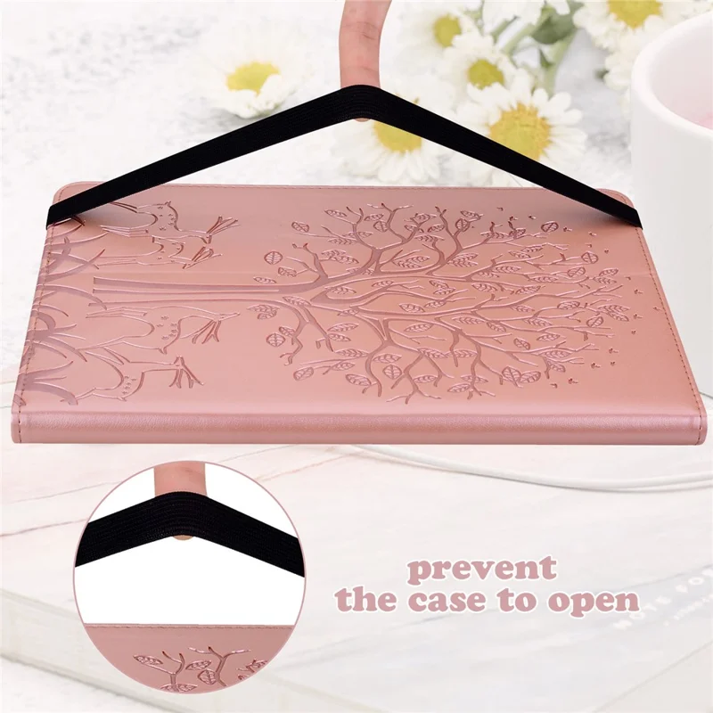 Custodia in pelle PU con motivo a cervo impresso, con supporto e slot per carte per Xiaomi Pad 5/Pad 5 Pro - Rosa Oro