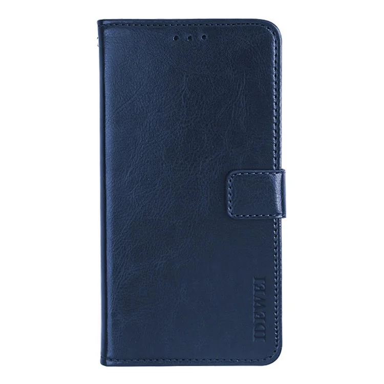Idewei Crazy Horse Textur Ganzkörperschutz Brieftasche Folio Flip Leder Hülle Für Xiaomi Redmi 10 4G (2021)/10 Prime/10 2022 4G/Note 11 4G (mediatek) - Dunkelblau