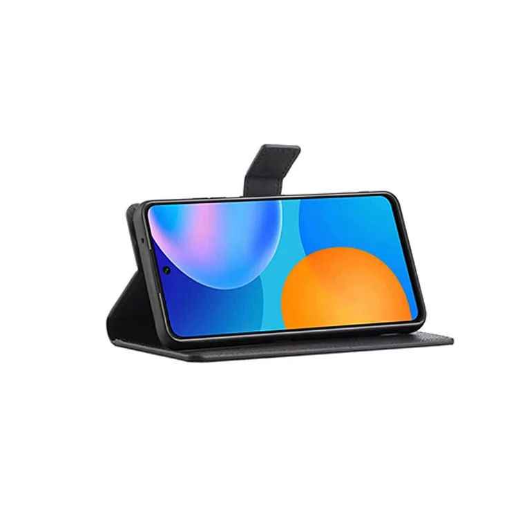 Litchi Texture Grange Magnetic Stand Casal Caixa Caspo Celular Protetor de Celular Shell Para Xiaomi Redmi 10 4G (2021)/10 Prime/10 2022 4G/Note 11 4G (mediatek) - Preto