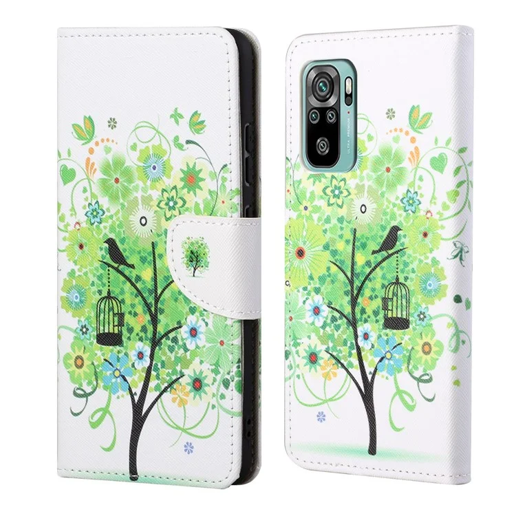 Custodia in pelle a portafoglio con protezione completa, chiusura magnetica e supporto per Xiaomi Redmi 10 4G (2021)/10 Prime/10 2022 4G/Note 11 4G (MediaTek) - Verde Albero