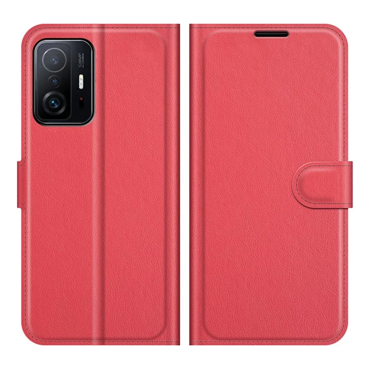 Litchi Texture Anti-Drop Stylish Wallet Design Flip Leather Phone Case with Stand for Xiaomi 11T 5G / 11T Pro 5G - Red