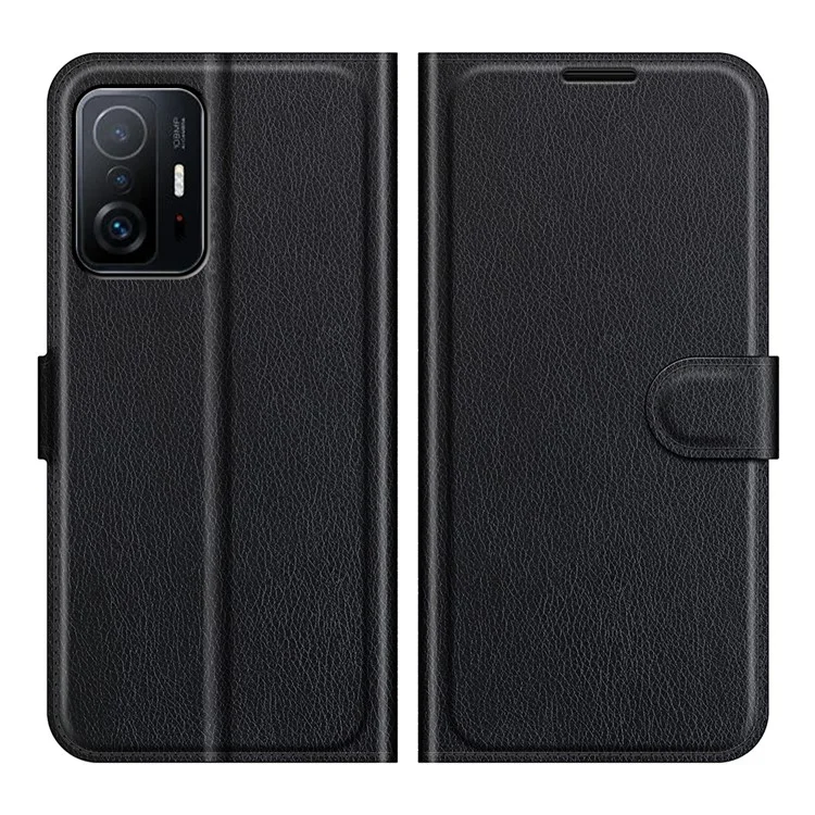 Защитный кожаный чехол-книжка для Xiaomi 11T 5G / 11T Pro 5G с бумажником и подставкой - Черный