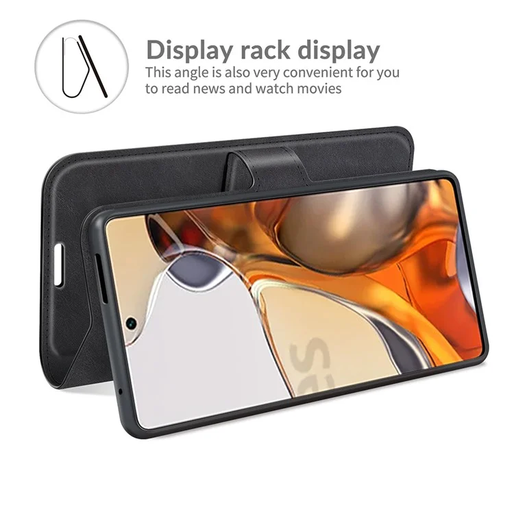 Custodia Per Telefono Del Portafoglio in Pelle PU Con Copertina di Lancio di Chiusura Magnetica Per Xiaomi 11t 5g / 11t Pro 5G - Nero