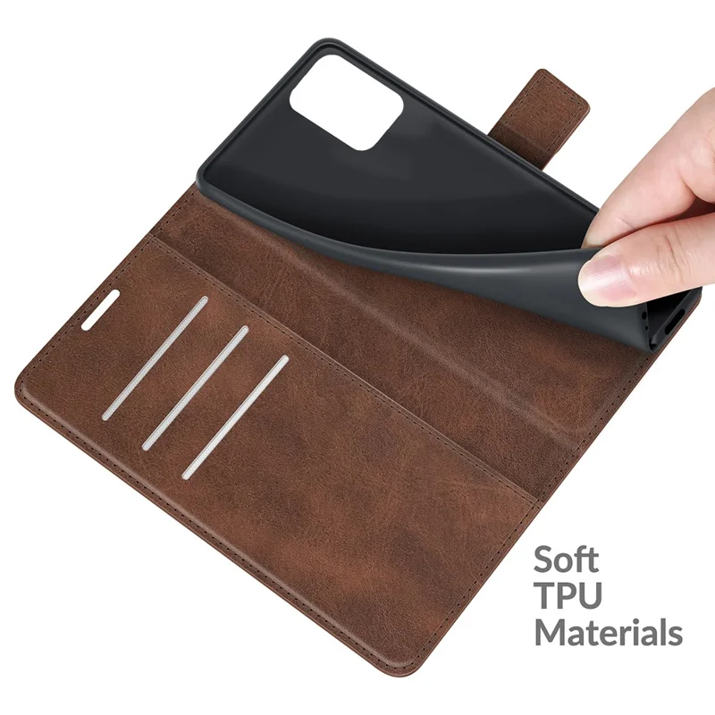 PU Leather Wallet Stand Phone Case with Magnetic Clasp Flip Cover for Xiaomi 11T 5G / 11T Pro 5G - Coffee