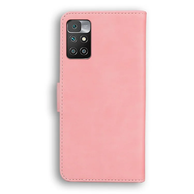 Stand Flip Folio Case Soft PU Leather Wallet Magnetic Closure Protective Cover per Xiaomi Redmi 10 4G (2021)/10 Prime/10 2022 4G/Note 11 4G (MediaTek) - Rosa