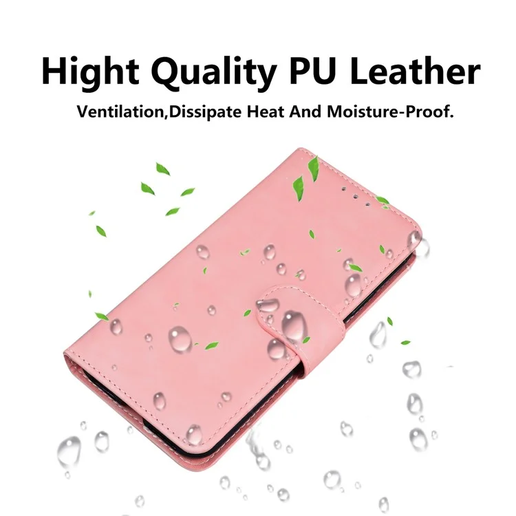 Stand Flip Folio Case Soft PU Leather Wallet Magnetic Closure Protective Cover per Xiaomi Redmi 10 4G (2021)/10 Prime/10 2022 4G/Note 11 4G (MediaTek) - Rosa