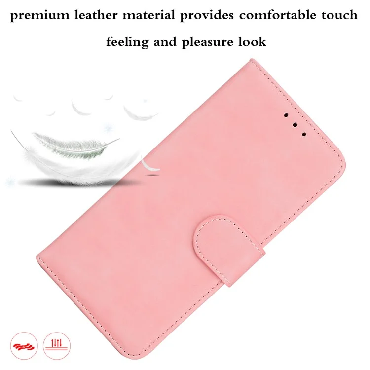 Stand Flip Folio Case Soft PU Leather Wallet Magnetic Closure Protective Cover per Xiaomi Redmi 10 4G (2021)/10 Prime/10 2022 4G/Note 11 4G (MediaTek) - Rosa