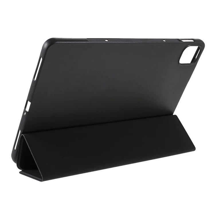 For Xiaomi Pad 5/ Pad 5 Pro Lightweight Slim PU Tablet Case Matte TPU Trifold Stand Cover with Auto Wake/Sleep - Black