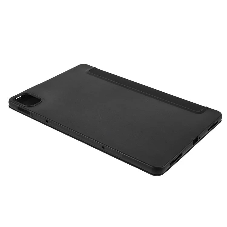 For Xiaomi Pad 5/ Pad 5 Pro Lightweight Slim PU Tablet Case Matte TPU Trifold Stand Cover with Auto Wake/Sleep - Black