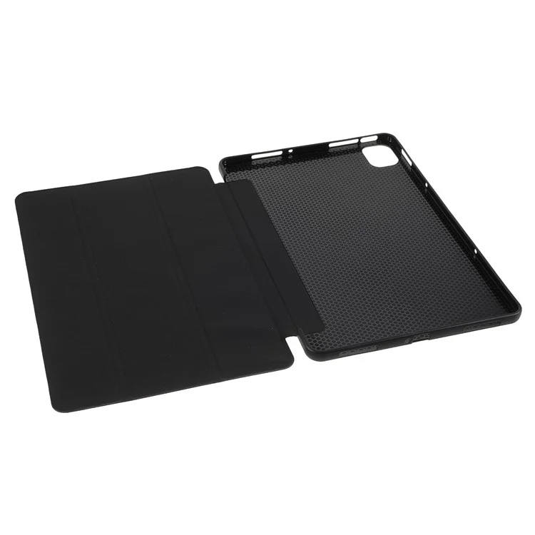 For Xiaomi Pad 5/ Pad 5 Pro Lightweight Slim PU Tablet Case Matte TPU Trifold Stand Cover with Auto Wake/Sleep - Black