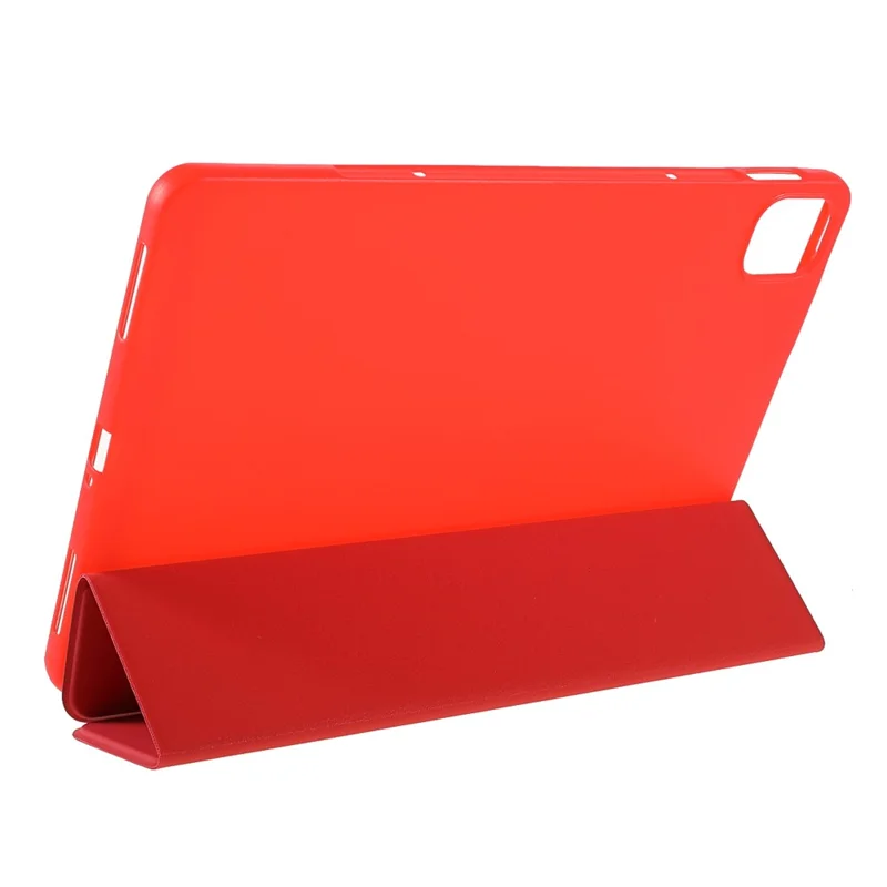 For Xiaomi Pad 5/ Pad 5 Pro Lightweight Slim PU Tablet Case Matte TPU Trifold Stand Cover with Auto Wake/Sleep - Red
