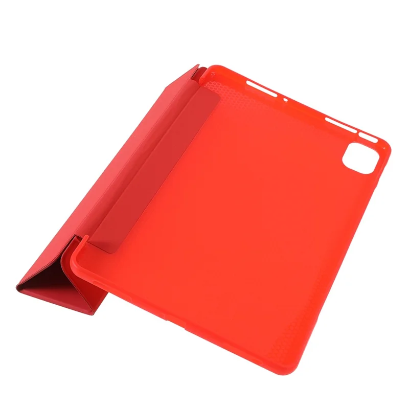 For Xiaomi Pad 5/ Pad 5 Pro Lightweight Slim PU Tablet Case Matte TPU Trifold Stand Cover with Auto Wake/Sleep - Red