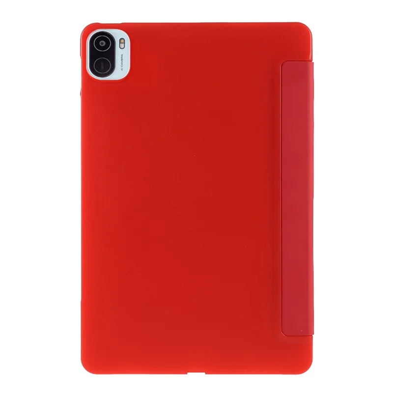 For Xiaomi Pad 5/ Pad 5 Pro Lightweight Slim PU Tablet Case Matte TPU Trifold Stand Cover with Auto Wake/Sleep - Red
