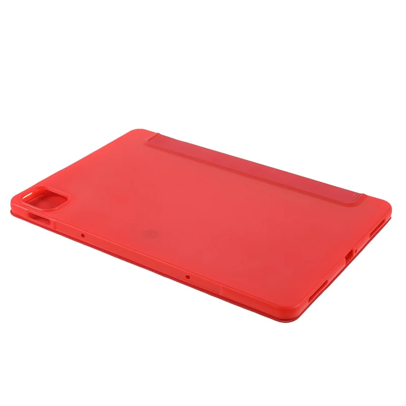 For Xiaomi Pad 5/ Pad 5 Pro Lightweight Slim PU Tablet Case Matte TPU Trifold Stand Cover with Auto Wake/Sleep - Red