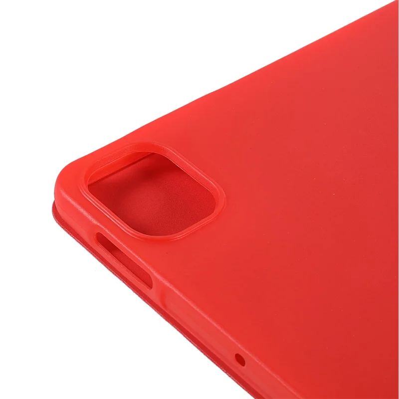 For Xiaomi Pad 5/ Pad 5 Pro Lightweight Slim PU Tablet Case Matte TPU Trifold Stand Cover with Auto Wake/Sleep - Red