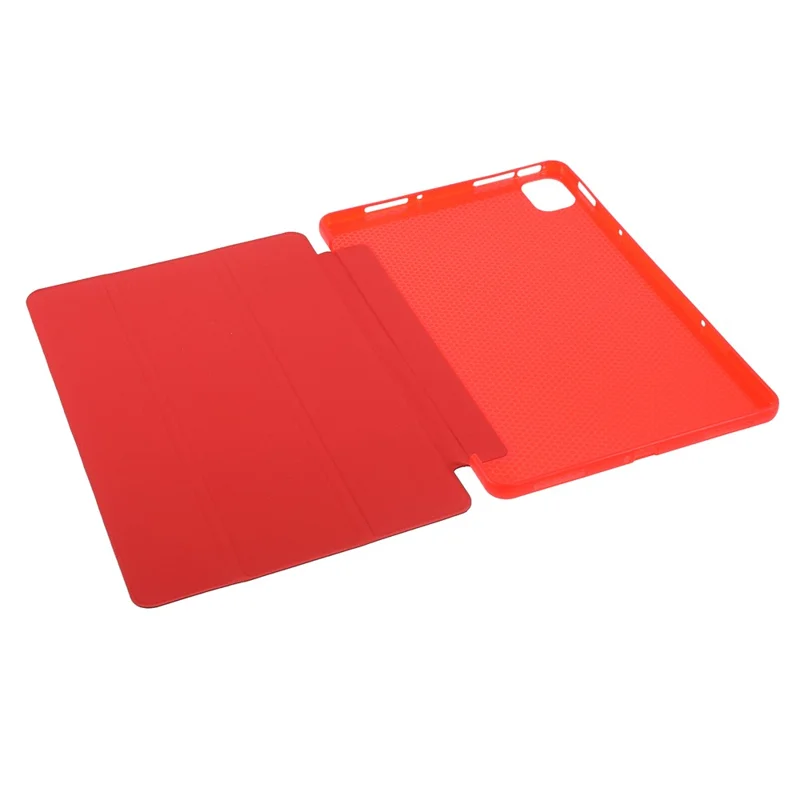 For Xiaomi Pad 5/ Pad 5 Pro Lightweight Slim PU Tablet Case Matte TPU Trifold Stand Cover with Auto Wake/Sleep - Red