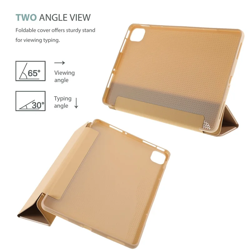 Pour Xiaomi Pad 5 / Pad 5 Pro Lightweight Slim pu Tablet Case TPU TPU Trifold Stand Couvercle Avec Sillage Automatique / Sommeil - or