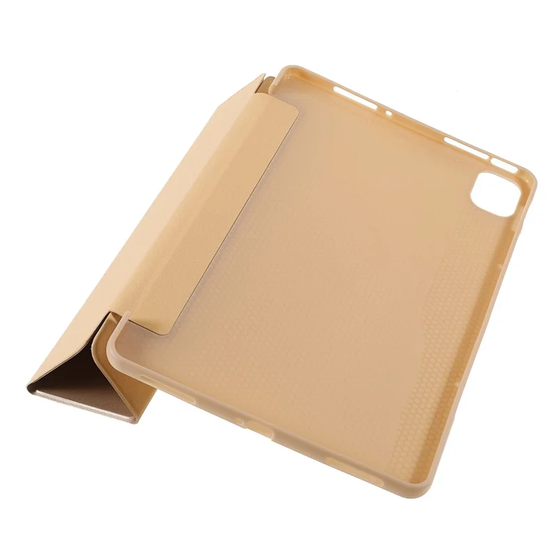 Pour Xiaomi Pad 5 / Pad 5 Pro Lightweight Slim pu Tablet Case TPU TPU Trifold Stand Couvercle Avec Sillage Automatique / Sommeil - or