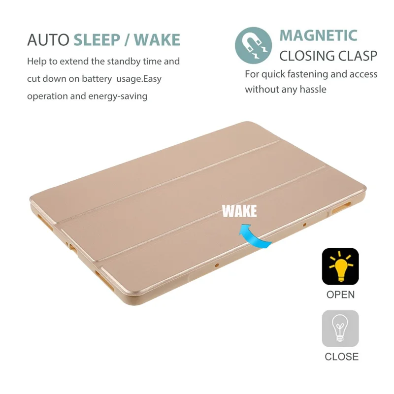 Pour Xiaomi Pad 5 / Pad 5 Pro Lightweight Slim pu Tablet Case TPU TPU Trifold Stand Couvercle Avec Sillage Automatique / Sommeil - or