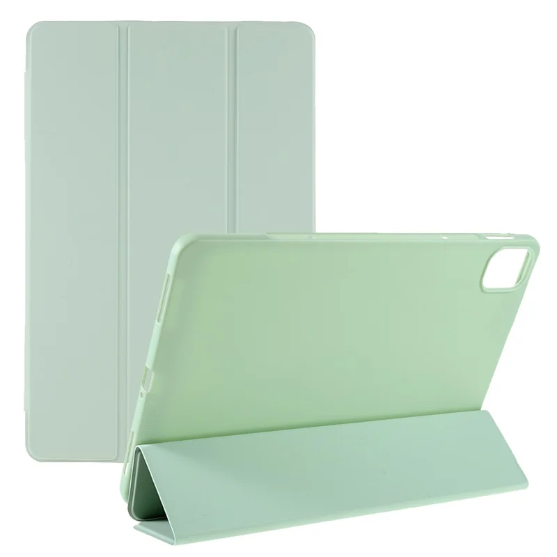 For Xiaomi Pad 5/ Pad 5 Pro Lightweight Slim PU Tablet Case Matte TPU Trifold Stand Cover with Auto Wake/Sleep - Light Green