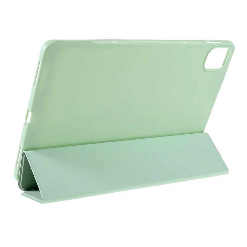 For Xiaomi Pad 5/ Pad 5 Pro Lightweight Slim PU Tablet Case Matte TPU Trifold Stand Cover with Auto Wake/Sleep - Light Green
