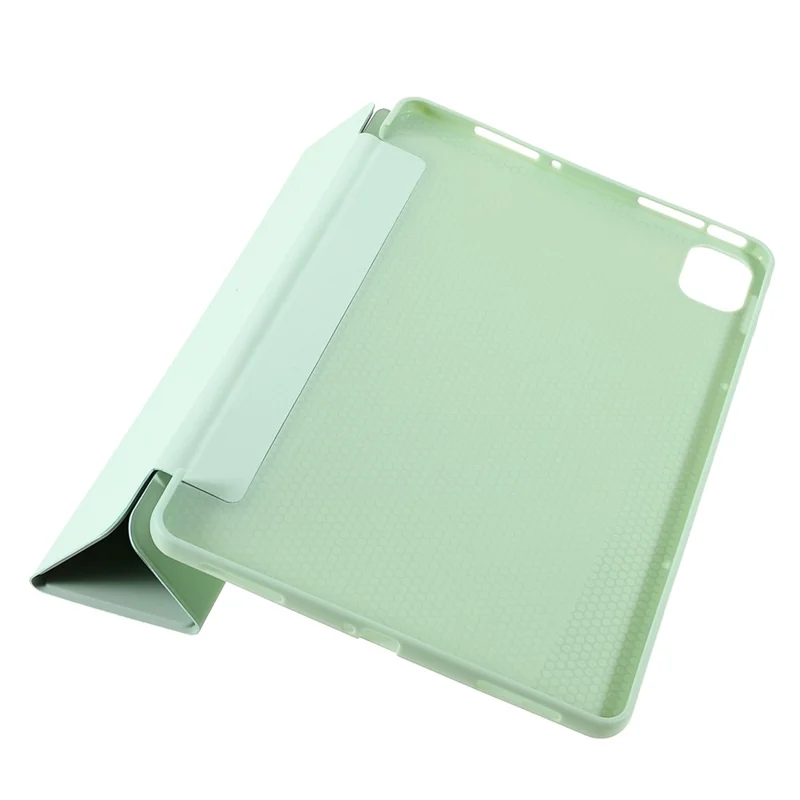 For Xiaomi Pad 5/ Pad 5 Pro Lightweight Slim PU Tablet Case Matte TPU Trifold Stand Cover with Auto Wake/Sleep - Light Green