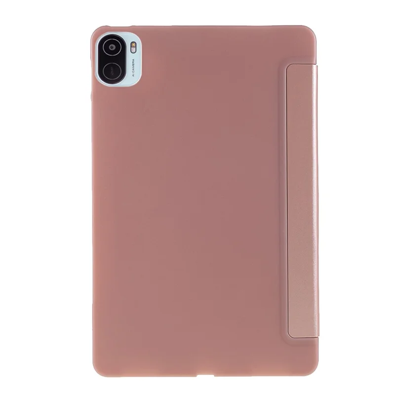 Lättviktig slank skinnfodral till Xiaomi Pad 5/Pad 5 Pro med stativ i tre delar, automatisk in/ur-släckning – Rosenfärgat guld