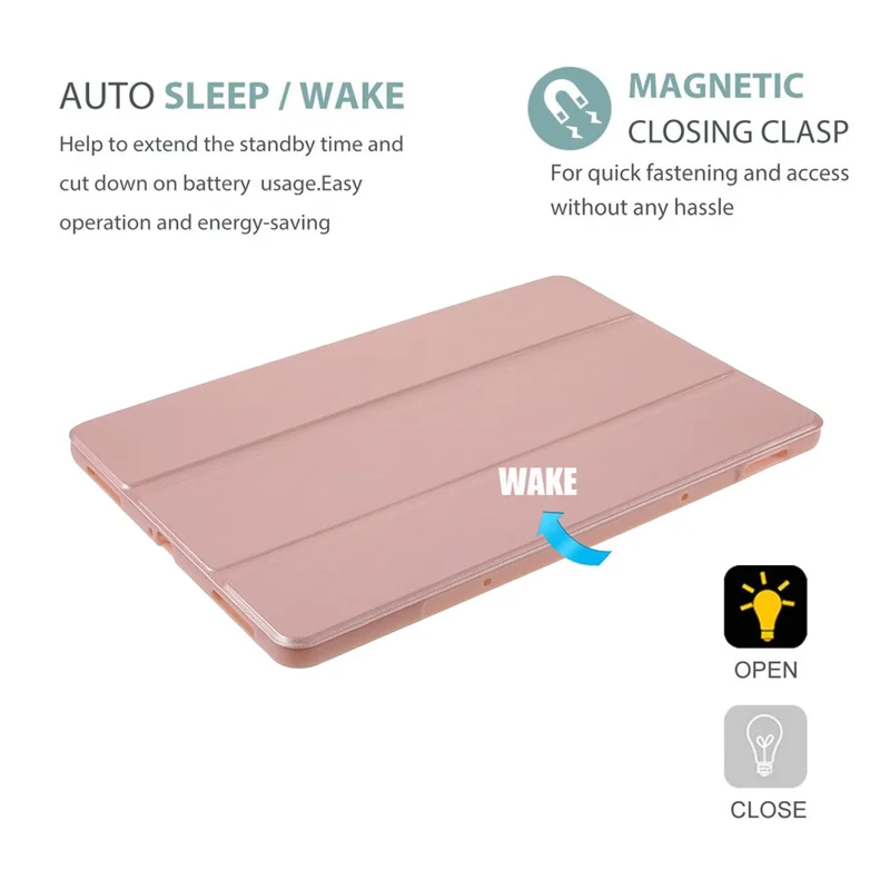 Lättviktig slank skinnfodral till Xiaomi Pad 5/Pad 5 Pro med stativ i tre delar, automatisk in/ur-släckning – Rosenfärgat guld