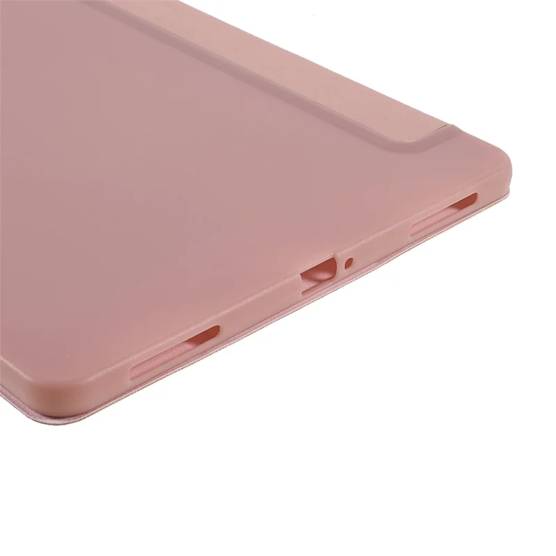 Lättviktig slank skinnfodral till Xiaomi Pad 5/Pad 5 Pro med stativ i tre delar, automatisk in/ur-släckning – Rosenfärgat guld