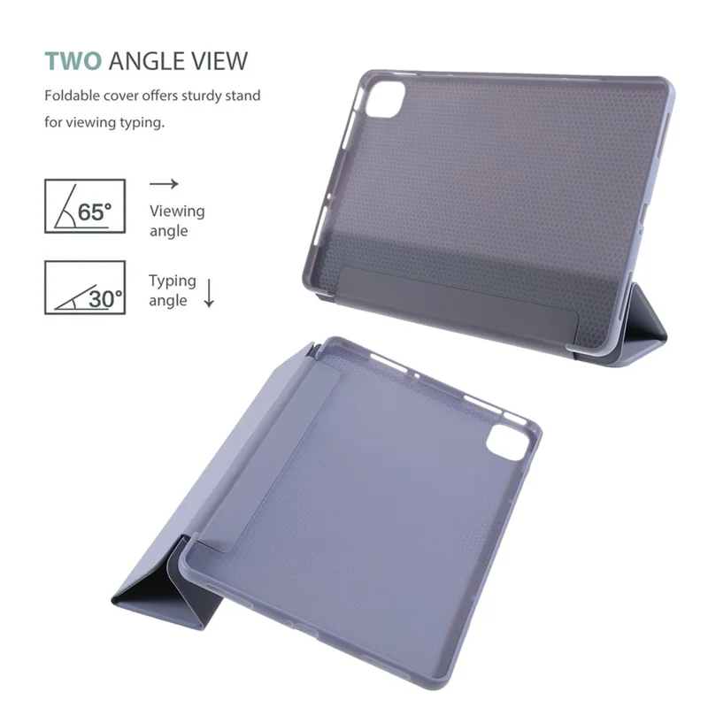 Pour Xiaomi Pad 5/ Pad 5 Pro Coque de tablette légère et fine en PU Étui de support pliable à trois volets avec fonction de réveil/veille automatique - Bleu bébé