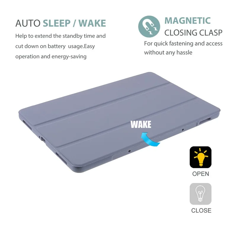 Pour Xiaomi Pad 5/ Pad 5 Pro Coque de tablette légère et fine en PU Étui de support pliable à trois volets avec fonction de réveil/veille automatique - Bleu bébé