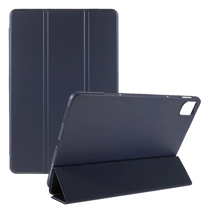 For Xiaomi Pad 5/ Pad 5 Pro Lightweight Slim PU Tablet Case Matte TPU Trifold Stand Cover with Auto Wake/Sleep - Dark Blue