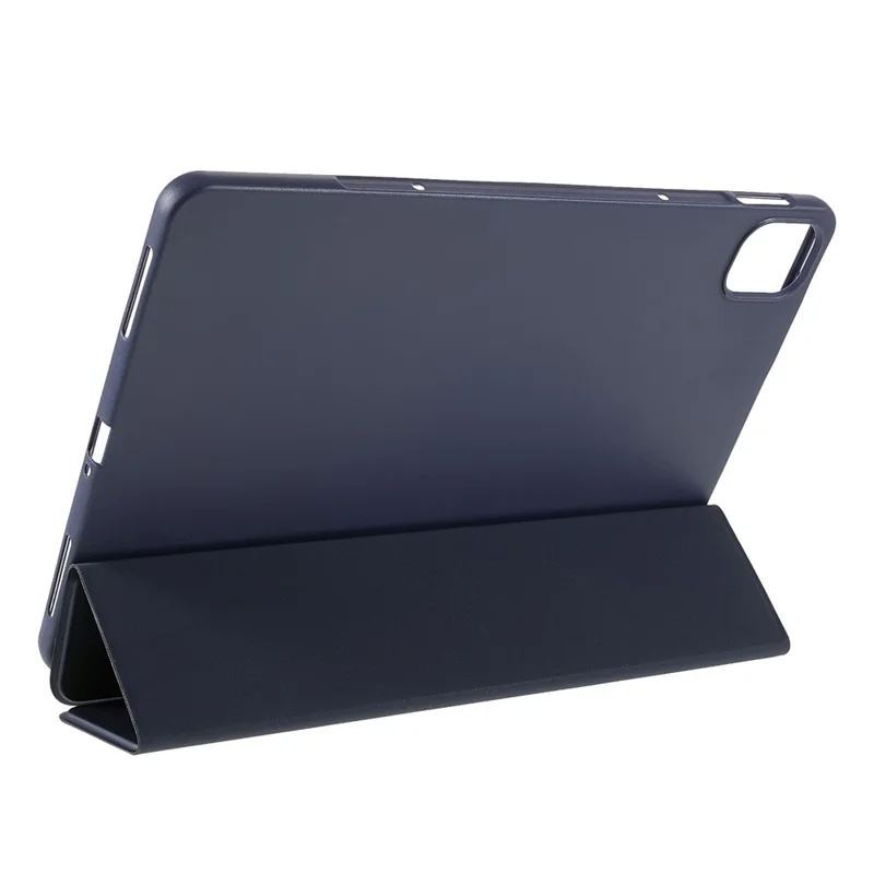 For Xiaomi Pad 5/ Pad 5 Pro Lightweight Slim PU Tablet Case Matte TPU Trifold Stand Cover with Auto Wake/Sleep - Dark Blue