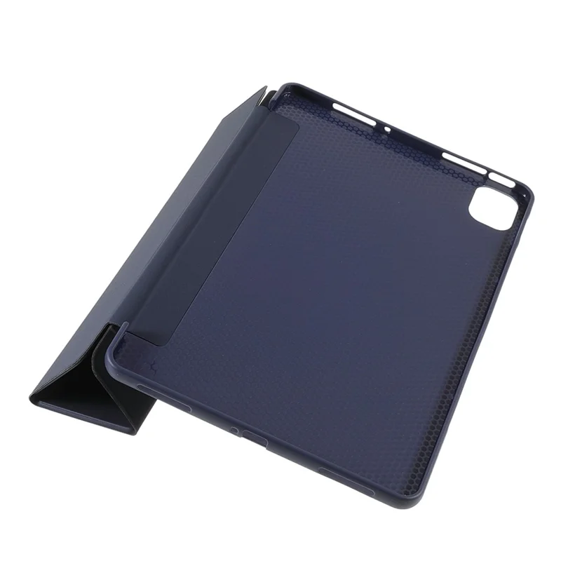 For Xiaomi Pad 5/ Pad 5 Pro Lightweight Slim PU Tablet Case Matte TPU Trifold Stand Cover with Auto Wake/Sleep - Dark Blue