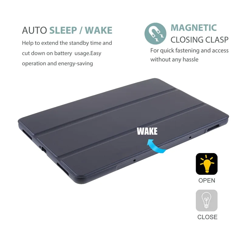 For Xiaomi Pad 5/ Pad 5 Pro Lightweight Slim PU Tablet Case Matte TPU Trifold Stand Cover with Auto Wake/Sleep - Dark Blue