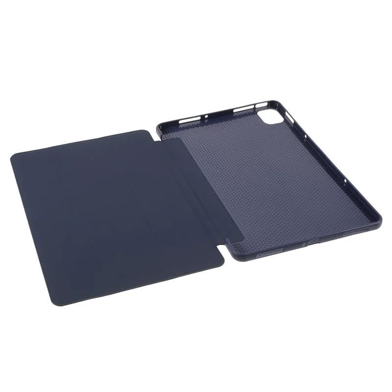 For Xiaomi Pad 5/ Pad 5 Pro Lightweight Slim PU Tablet Case Matte TPU Trifold Stand Cover with Auto Wake/Sleep - Dark Blue