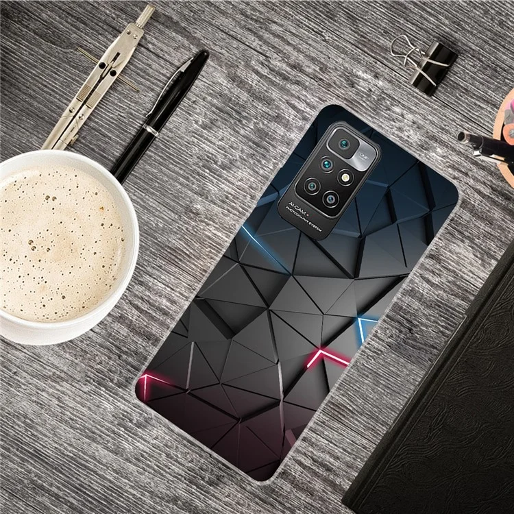 Dünner, schlanker Fit Soft TPU-Gehäuse-Musterbedruckung Schützendes Cover für Xiaomi Redmi 10 4G (2021) / Redmi Note 11 4G (MediaTek) / Redmi 10 2022 4G / Redmi 10 Prime - Solide Geometrie