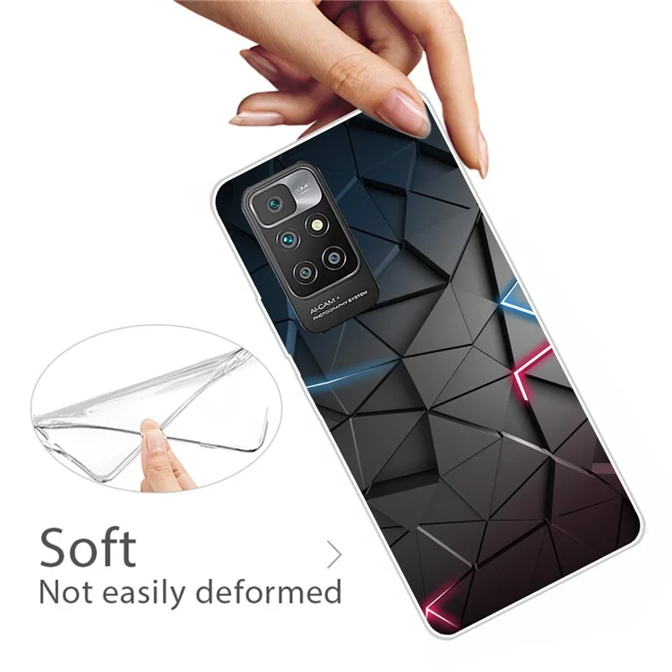 Dünner, schlanker Fit Soft TPU-Gehäuse-Musterbedruckung Schützendes Cover für Xiaomi Redmi 10 4G (2021) / Redmi Note 11 4G (MediaTek) / Redmi 10 2022 4G / Redmi 10 Prime - Solide Geometrie