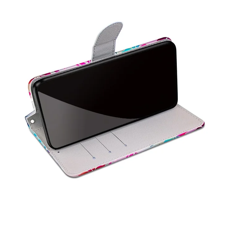 Impresión de Patrón PU Case de Teléfono de Cuero Con Correa Para Xiaomi Redmi Nota 11 4G (MediaTek)/Redmi 10 4G (2021)/Redmi 10 2022 4G/Redmi 10 Prime - Flor Colorida de Gradiente