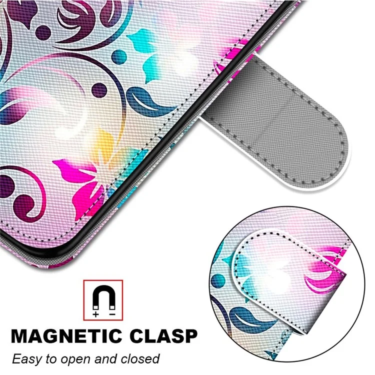 Impresión de Patrón PU Case de Teléfono de Cuero Con Correa Para Xiaomi Redmi Nota 11 4G (MediaTek)/Redmi 10 4G (2021)/Redmi 10 2022 4G/Redmi 10 Prime - Flor Colorida de Gradiente