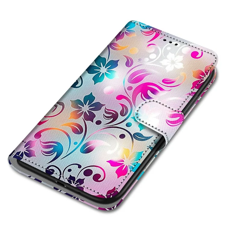 Impresión de Patrón PU Case de Teléfono de Cuero Con Correa Para Xiaomi Redmi Nota 11 4G (MediaTek)/Redmi 10 4G (2021)/Redmi 10 2022 4G/Redmi 10 Prime - Flor Colorida de Gradiente