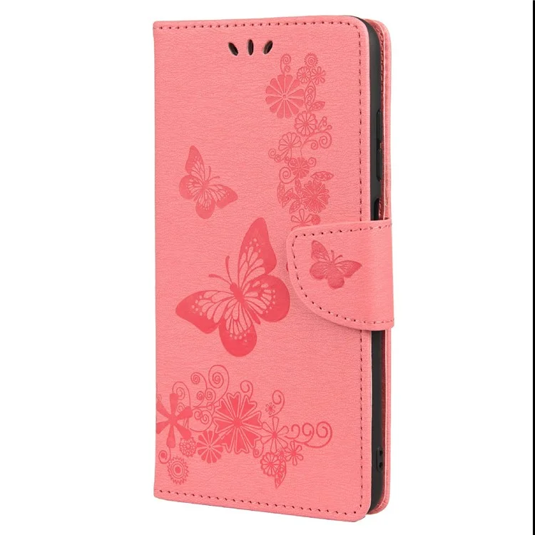 Cassa Da Portafoglio In Pelle Impronta Farfalla Flowerfly Flower Phone Custodia Con Stand Per Xiaomi Redmi 10 Prime / Redmi 10. - Rosa