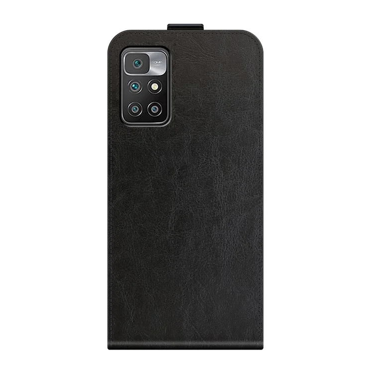 Custodia in pelle Crazy Horse resistente ai graffi con porta-carte singolo per Xiaomi Redmi 10 - Nero