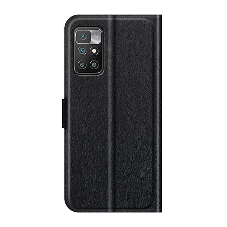 Shock-Proof Adjustable Stand Design Litchi Skin Folio Flip Leather Wallet Case Cover for Xiaomi Redmi Note 11 4G (MediaTek)/Redmi 10 4G (2021)/Redmi 10 2022 4G/Redmi 10 Prime - Black